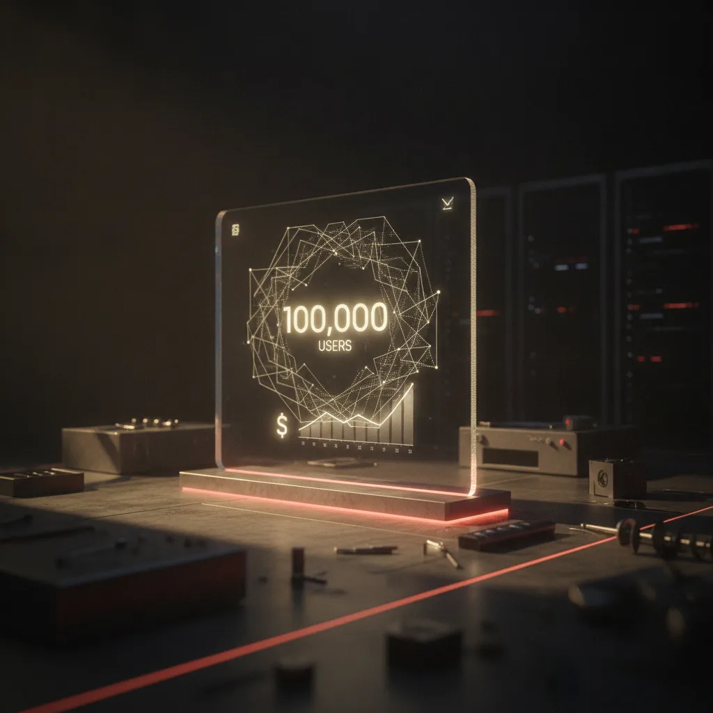 Editorial blog hero for a product-development studio article about: app with 100,000 users worth. Topic context: How muc