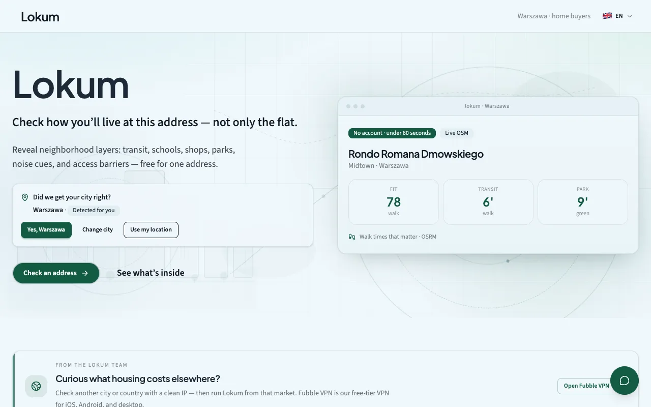 Lokum neighborhood intelligence UI