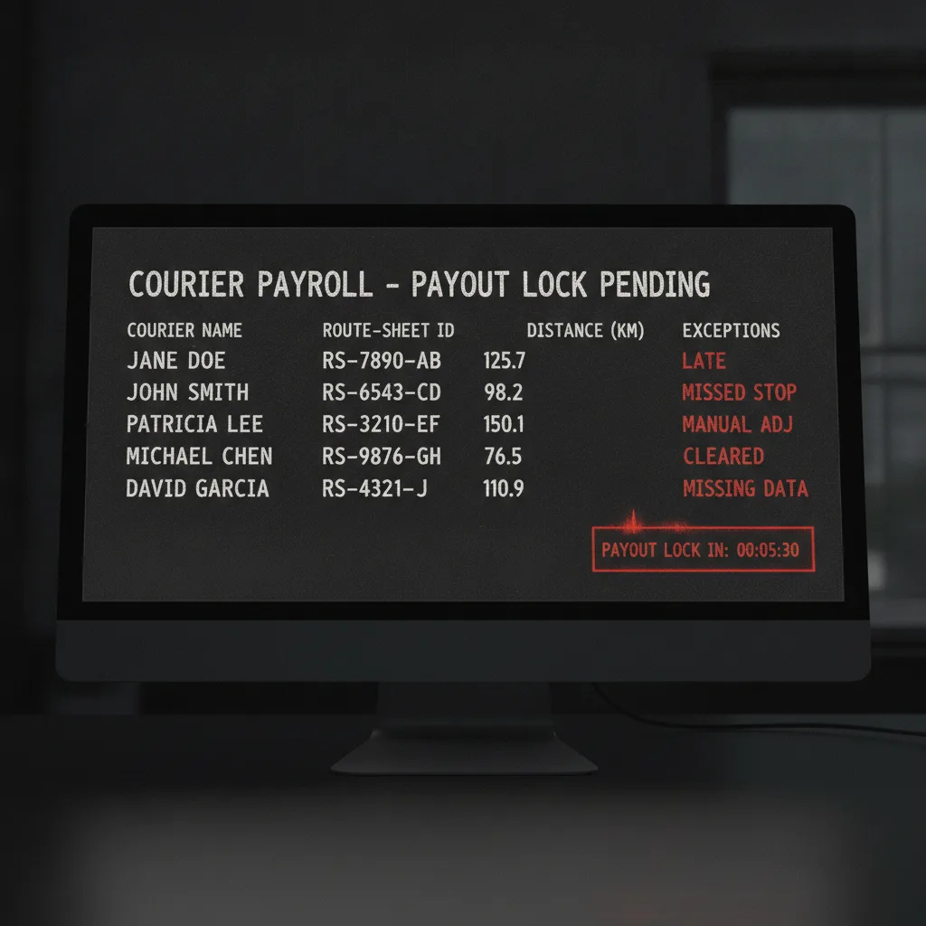 Mileline payroll view from route-sheet kilometres