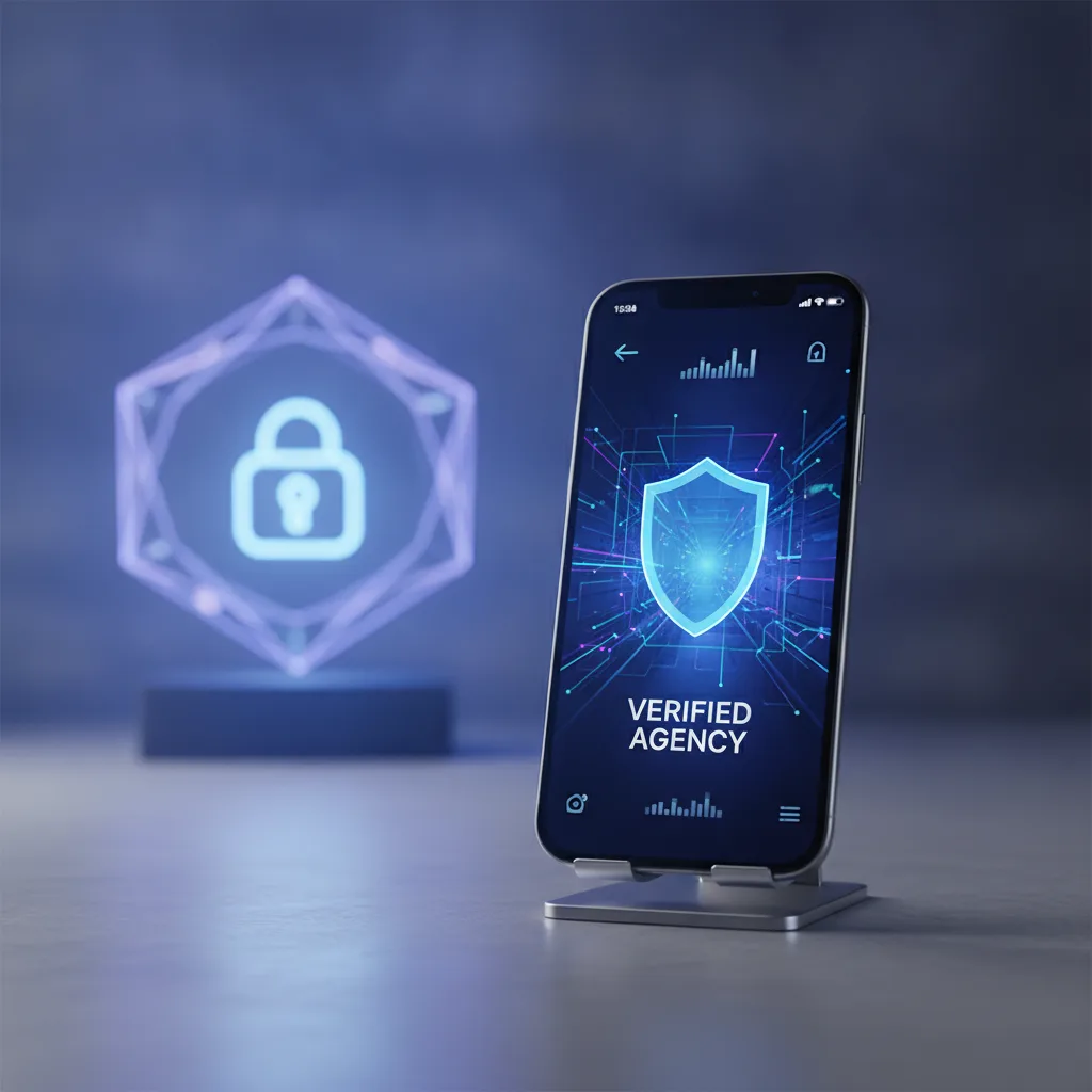 Editorial blog hero image for a VPN product article about: mobile app development agency legit. Topic context: Mobile ap