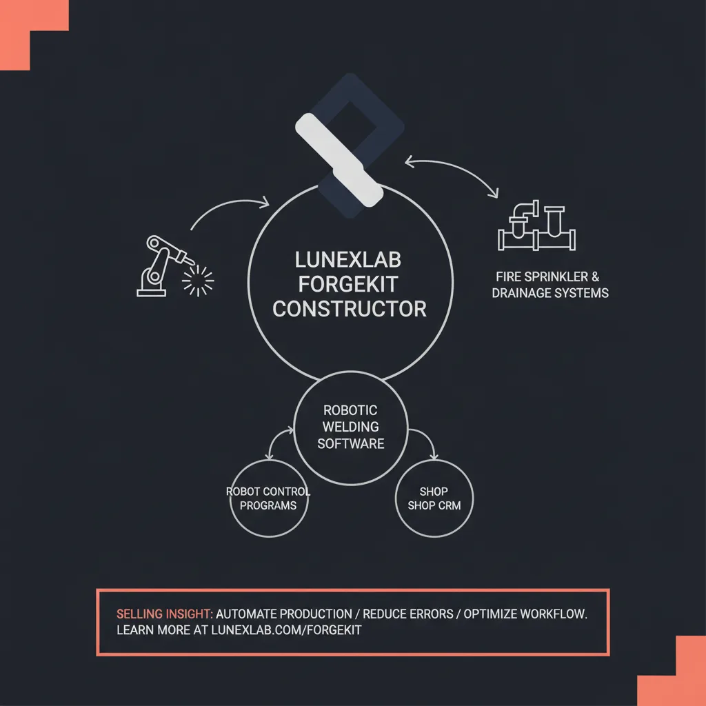 Simple clean infographic-style diagram illustrating: robotic welding software. Context: robotic welding software for fir