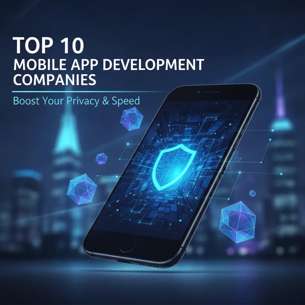 Editorial blog hero image for a VPN product article about: top 10 mobile app development companies. Topic context: Top 1